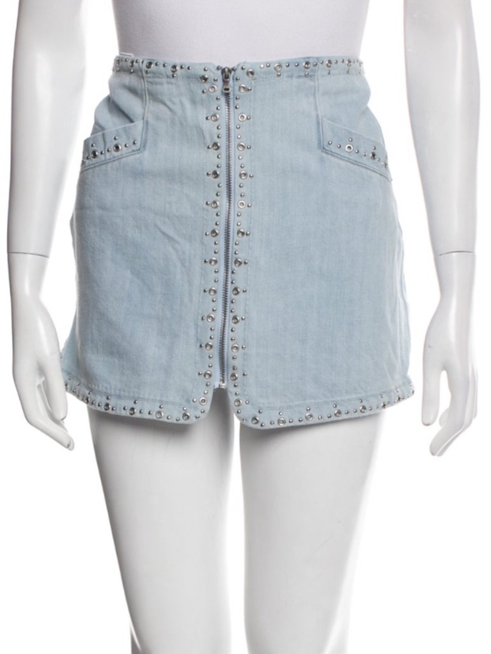 PAIGE X RHW Collab Hattie Studded Embellished Western Denim Jean Mini Skirt